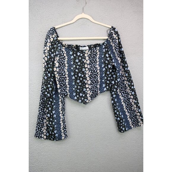 Sadie & Sage Long Belled Sleeves Cropped Top-Large-New w/Tags-Whimsigoth - Picture 1 of 10